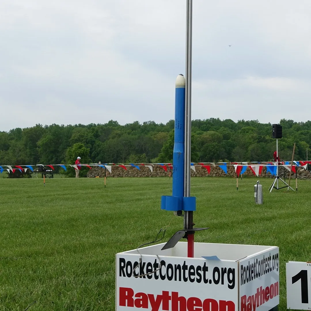 A blue rocket on the pad at the National Finals