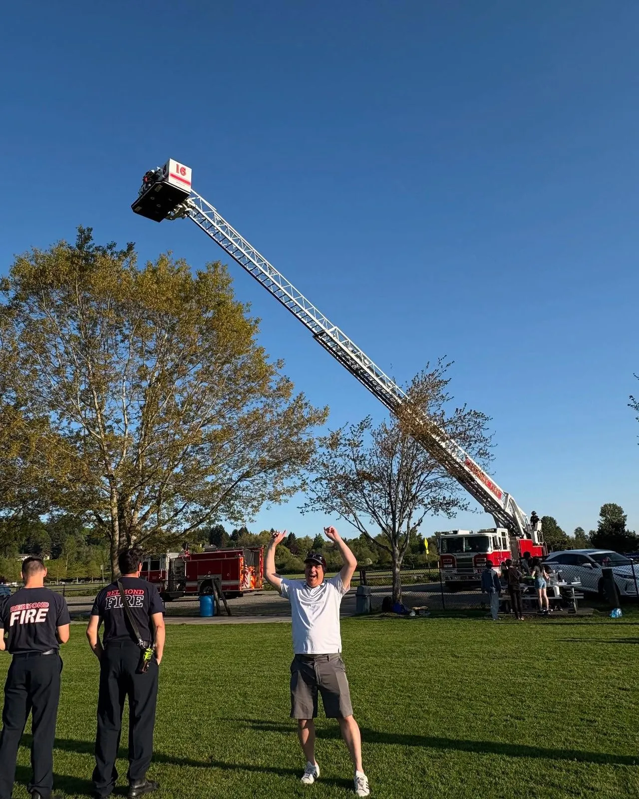 A fire truck at the launch, 2025